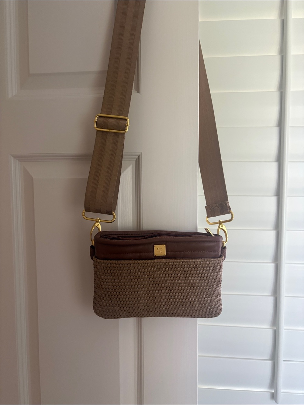 THINK ROYLN Brown Woven Crossbody Bag